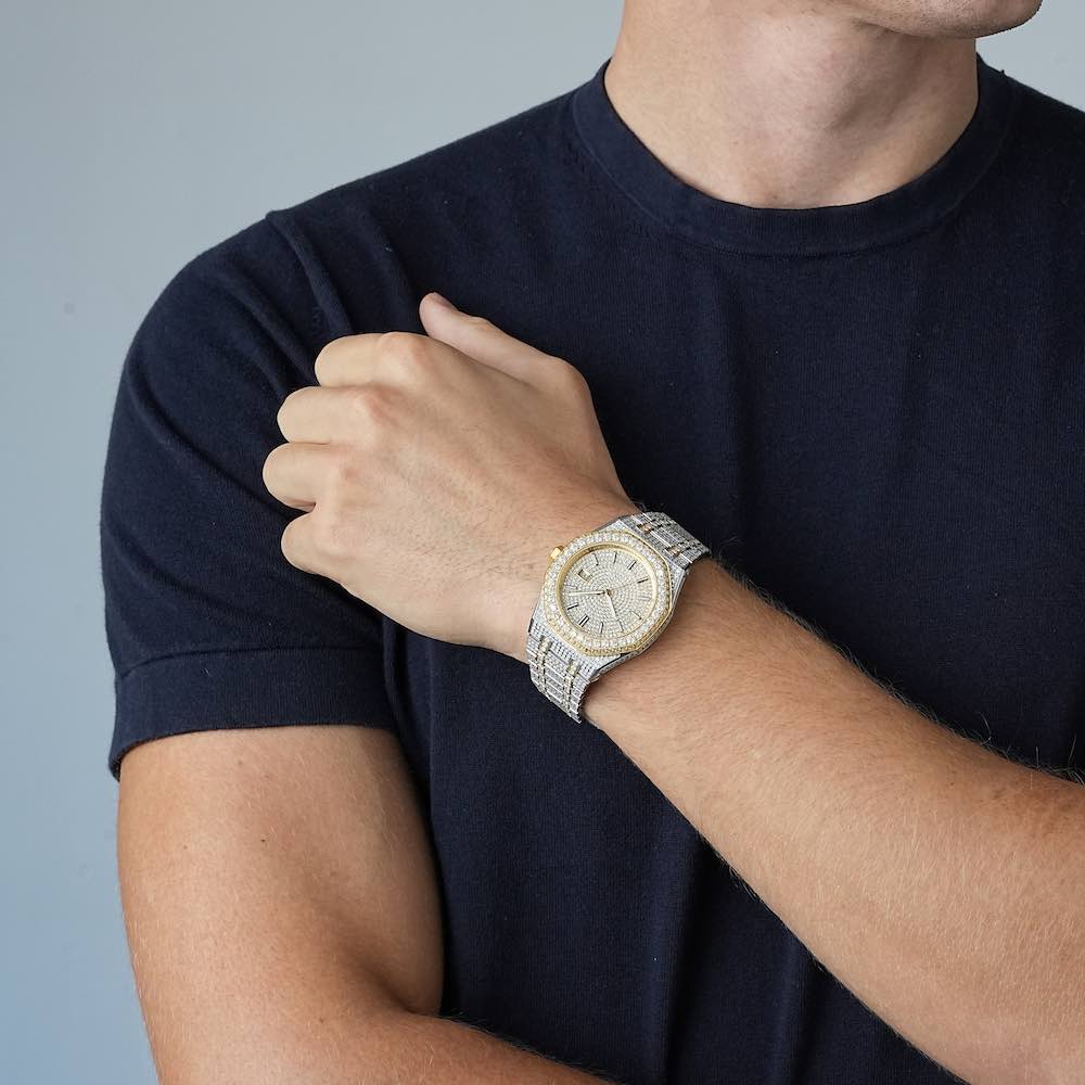 moissanite bust down watch 14k yellow gold model