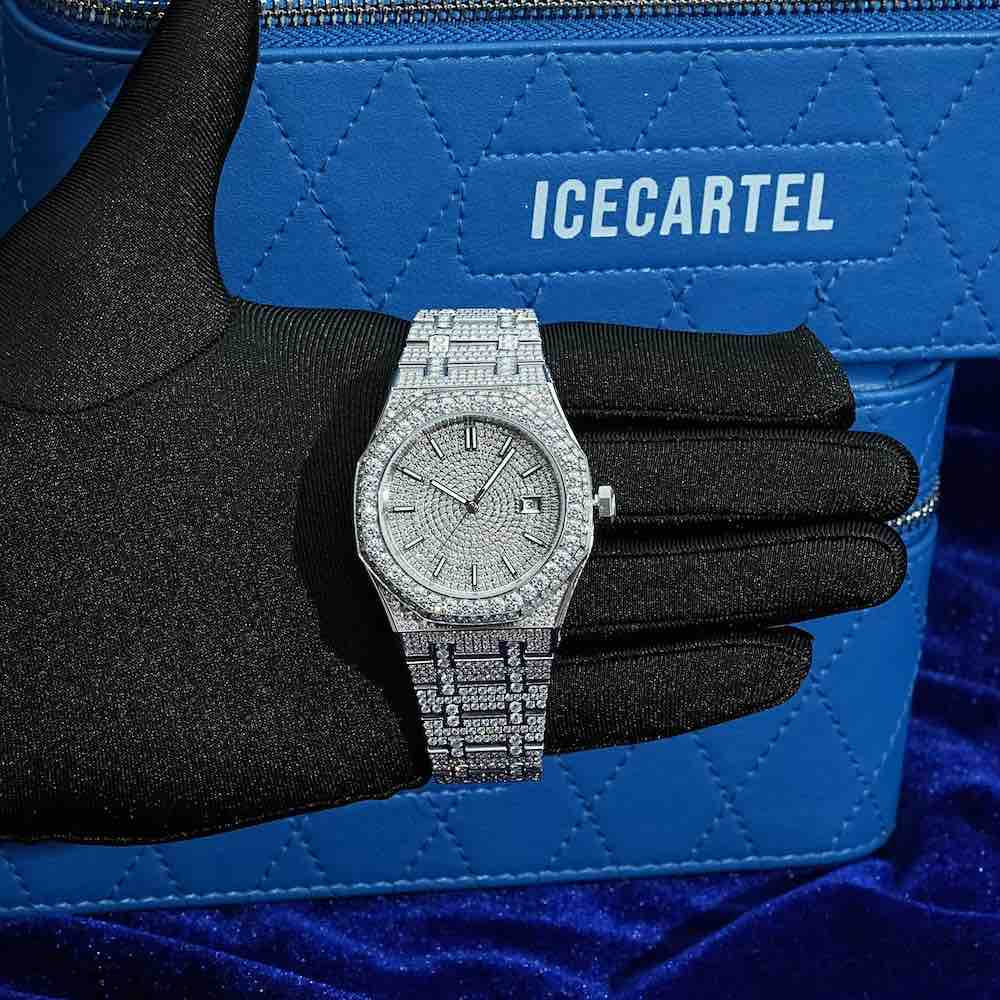 moissanite bust down watch hand 44mm