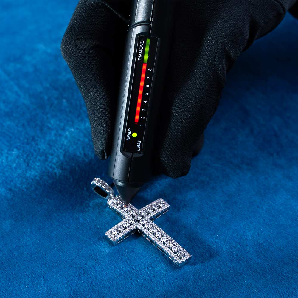 moissanite cluster cross pendant 14k gold