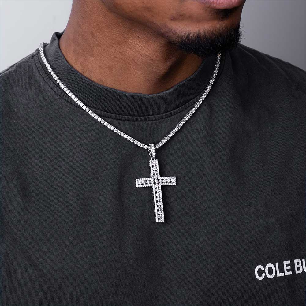 moissanite cluster cross pendant model