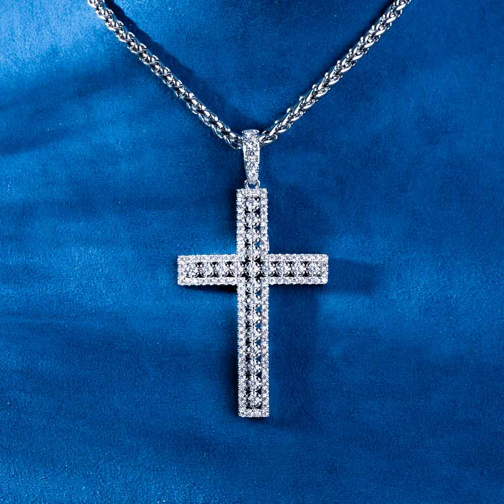 moissanite cluster cross pendant necklace