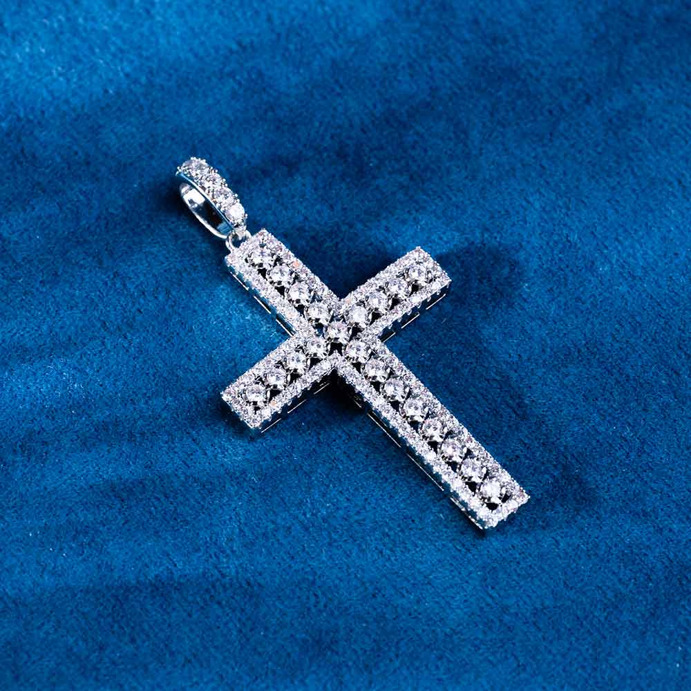 moissanite cluster cross pendant