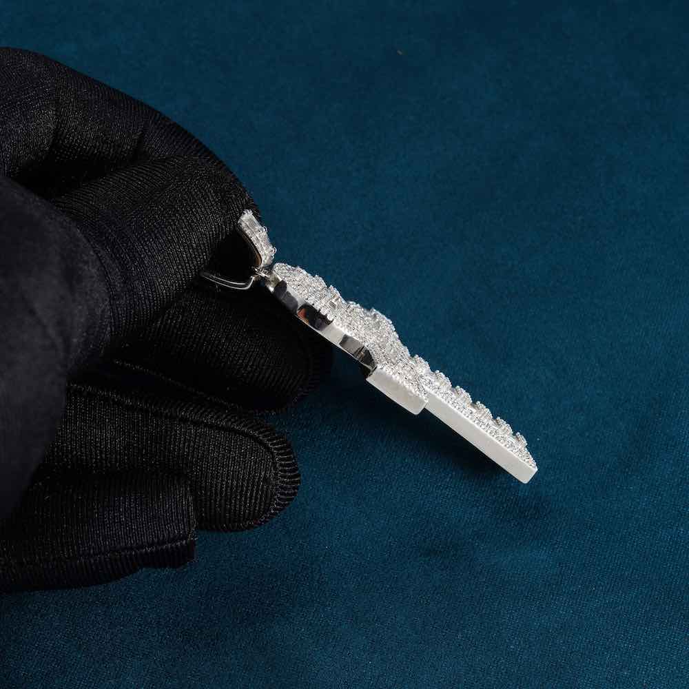 Moissanite Cross Hoop Pendant 14K