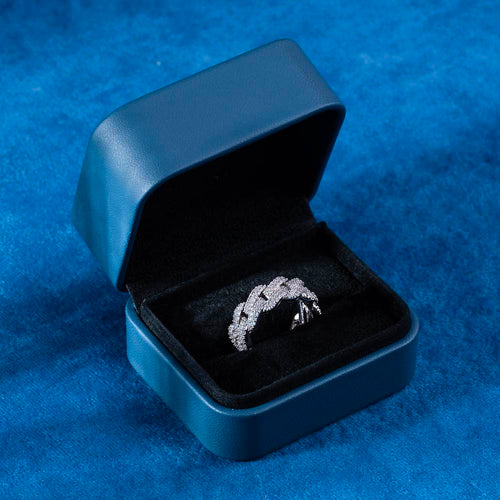 Moissanite Cuban Link Ring 14k Gold box