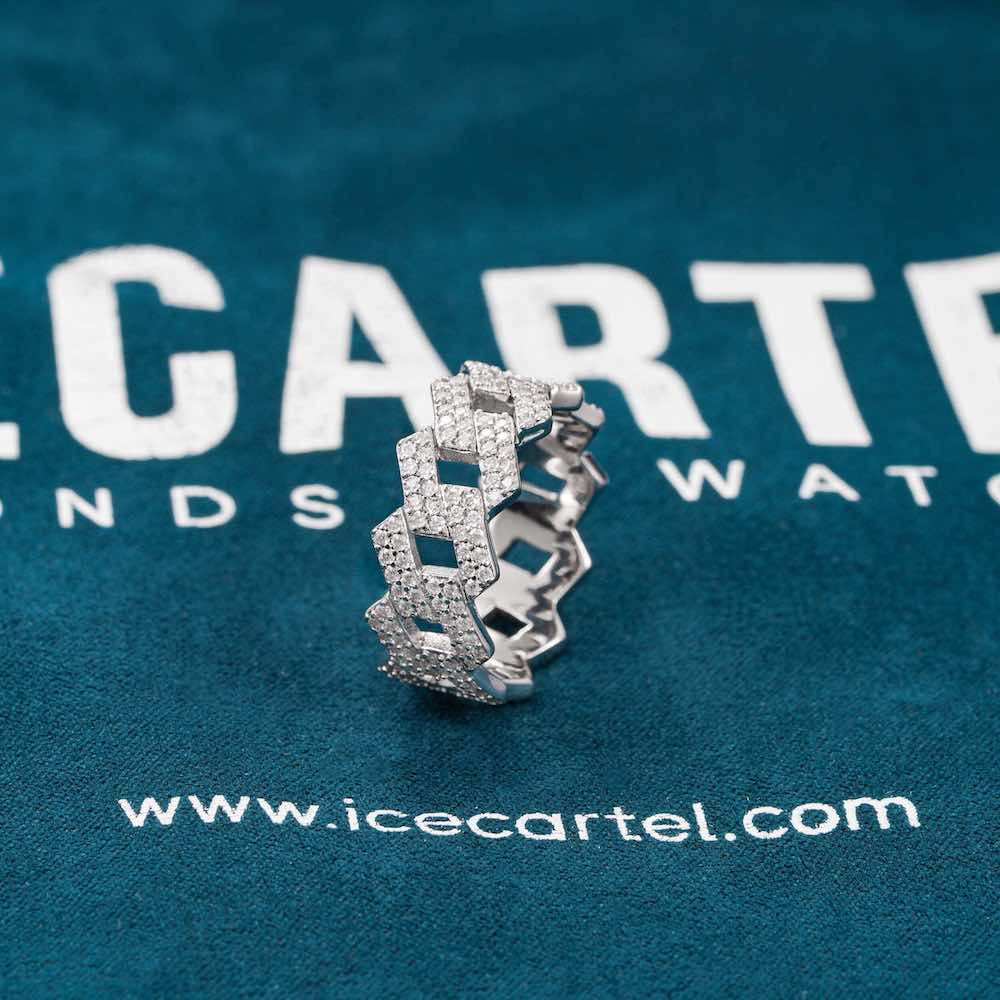 moissanite cuban link ring 14k gold s925 velvet