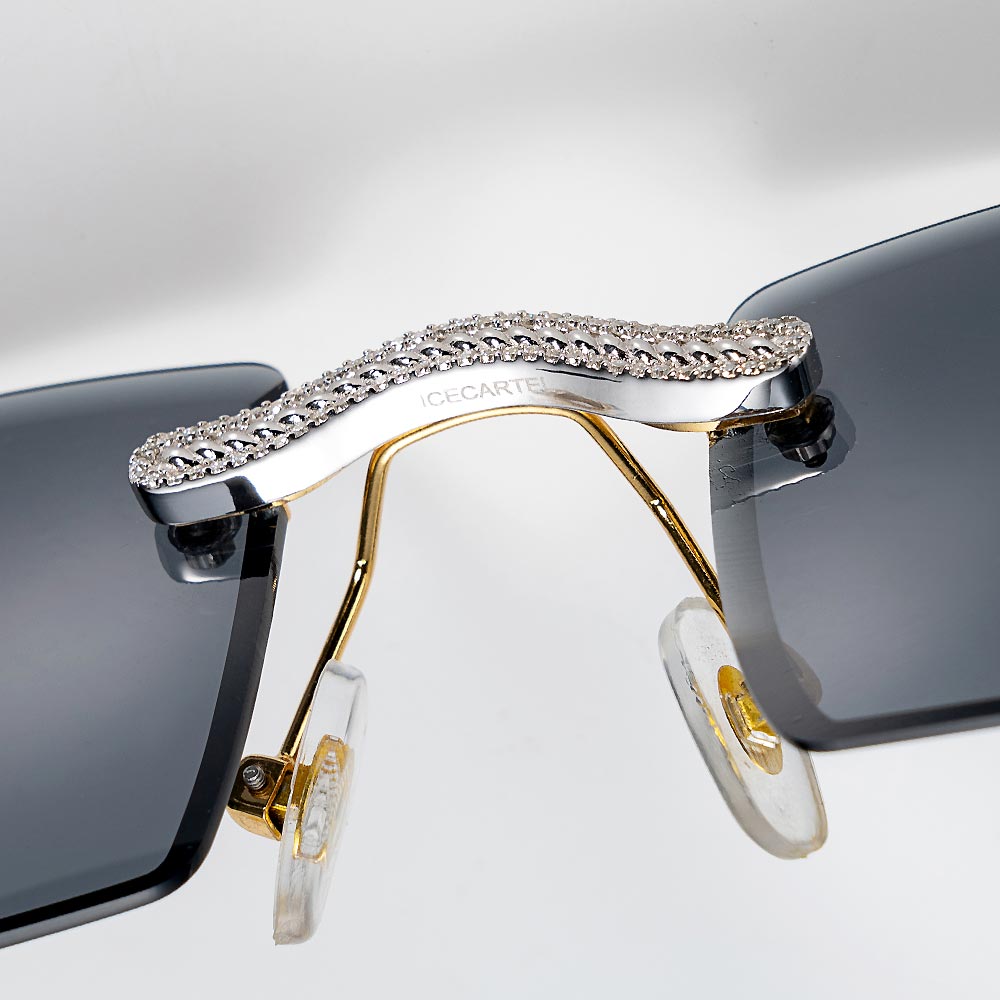 moissanite diamond rectangular sunglasses black