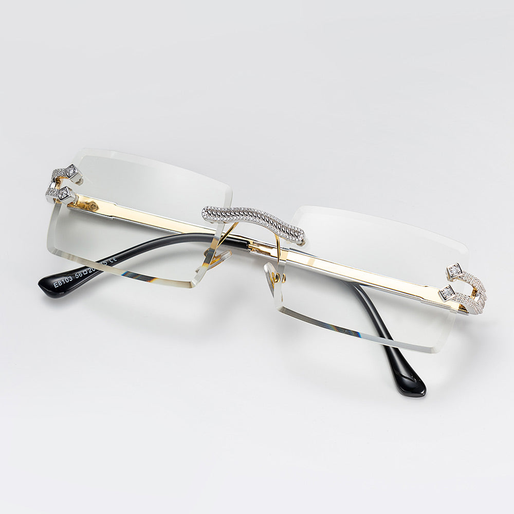 moissanite diamond rectangular sunglasses clear lens