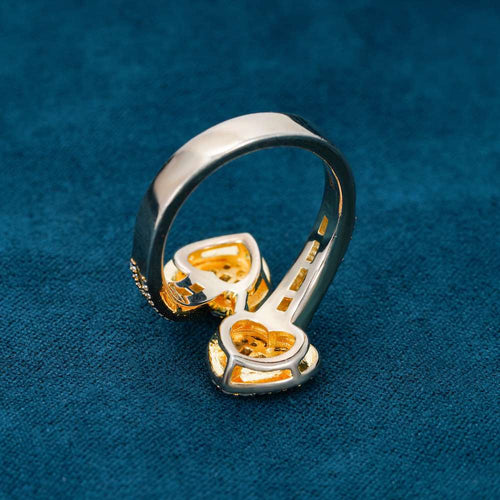 moissanite double heart ring yellow gold back