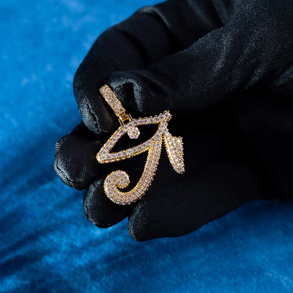 moissanite egyptian eye of horus pendant hand