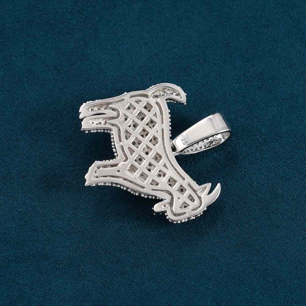 moissanite goat pendant 14k gold icecartel back