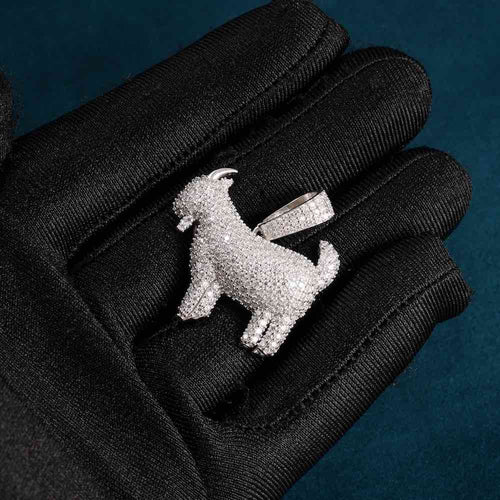 moissanite goat pendant 14k gold icecartel hand