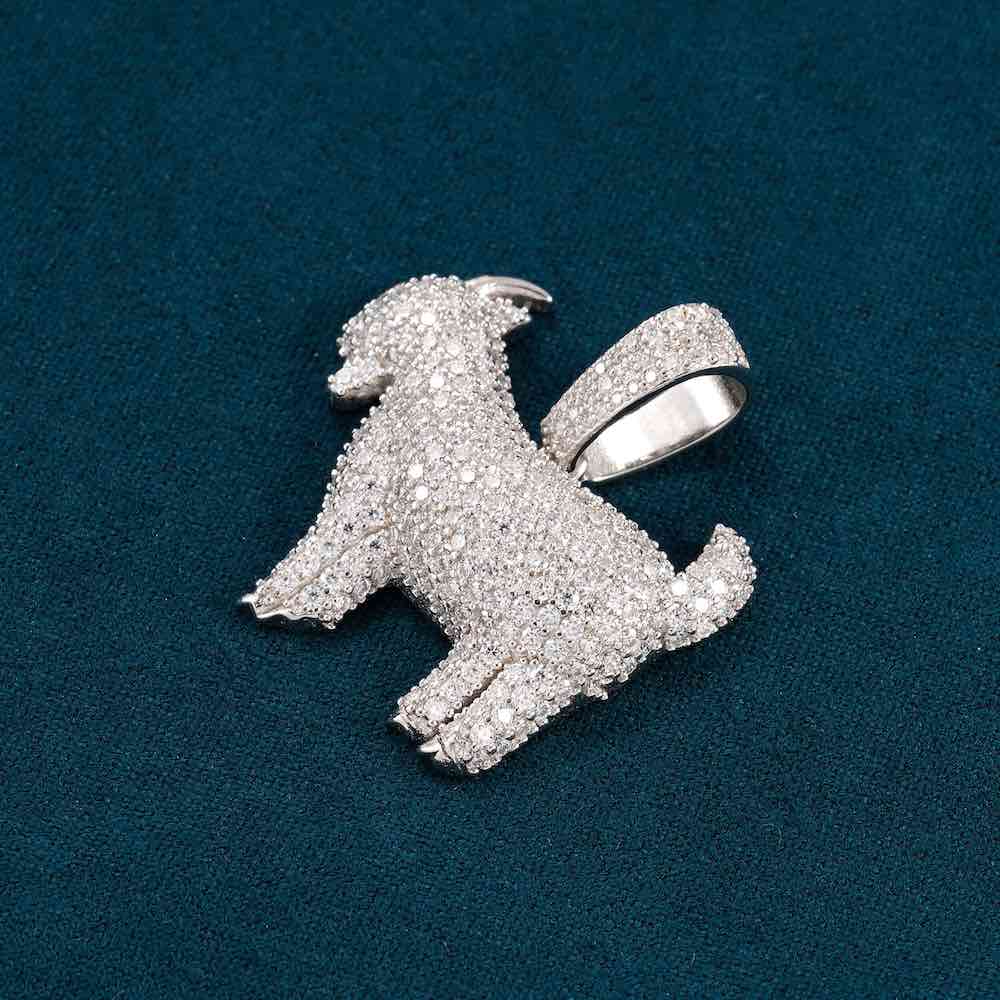 moissanite goat pendant 14k gold icecartel side