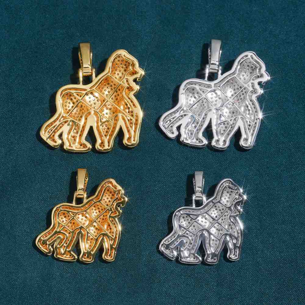 Moissanite Gorilla Pendant 14K Gold