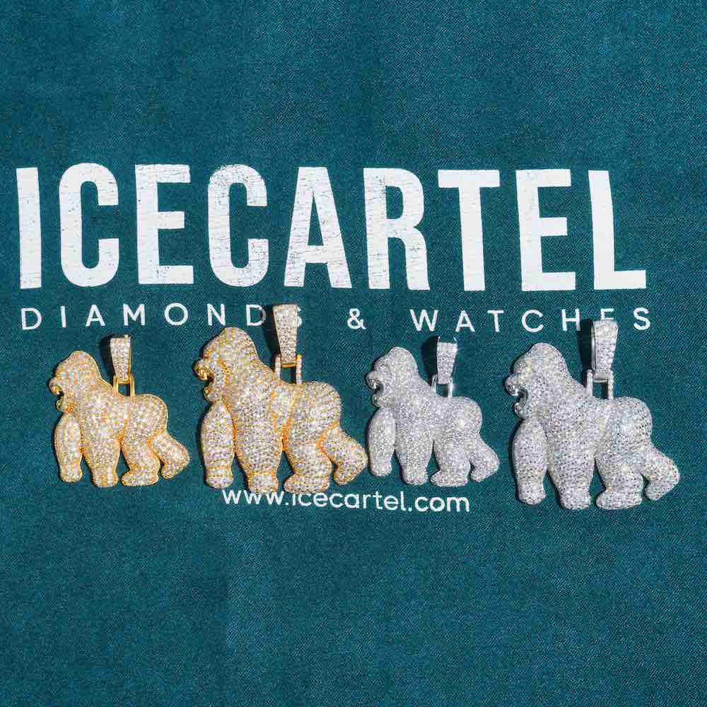 Moissanite Gorilla Pendant 14K Gold