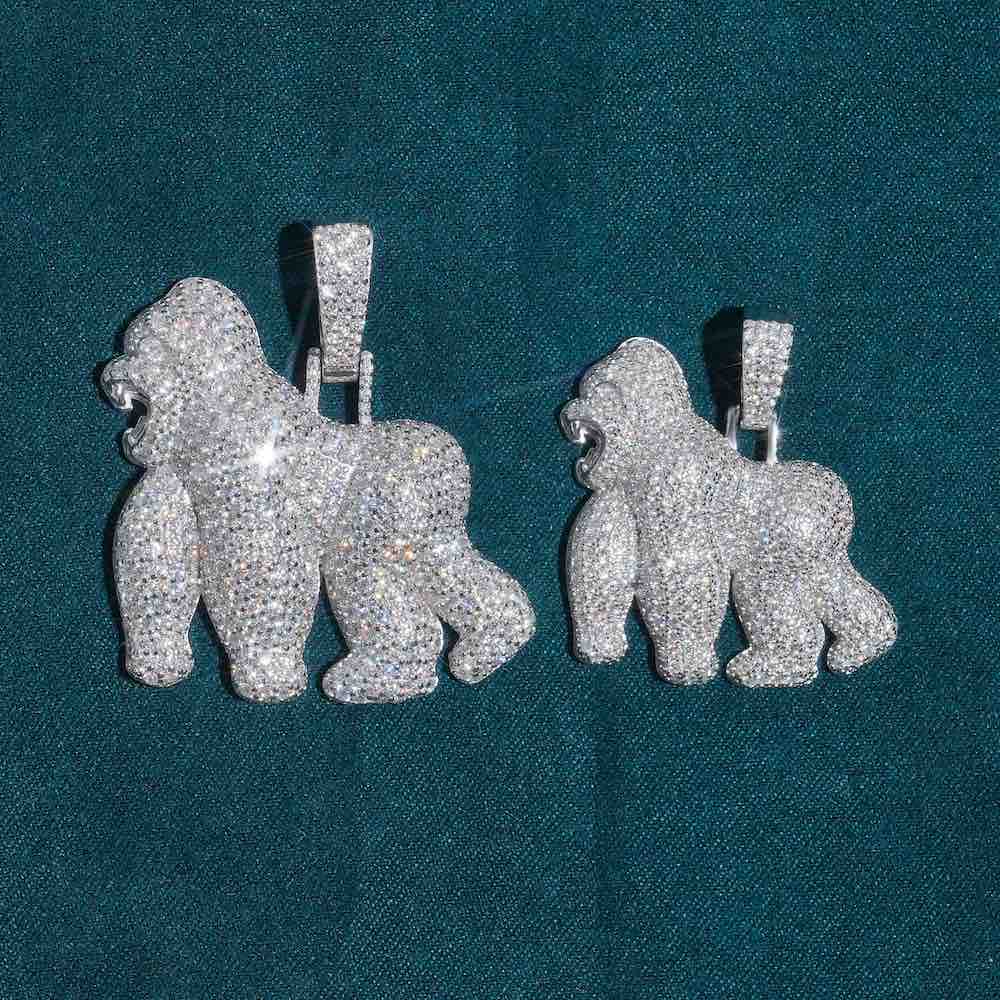 Moissanite Gorilla Pendant 14K Gold