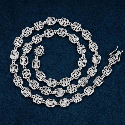 Moissanite Halo Baguette tennis chain backside