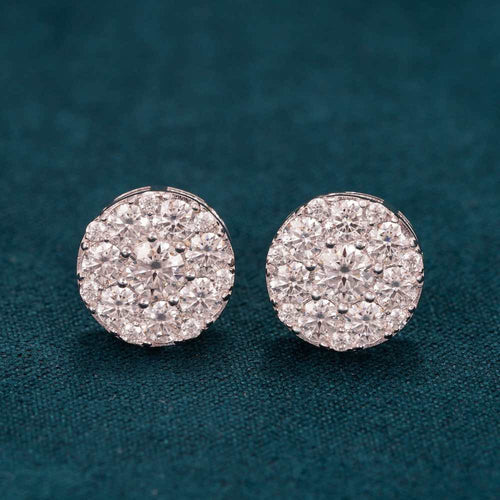 moissanite halo cluster earrings 14k gold white