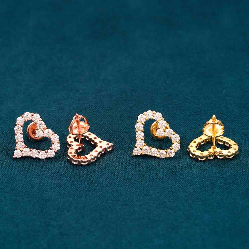 Moissanite hollow heart earrings both