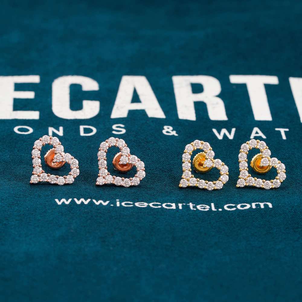 Moissanite hollow heart earrings