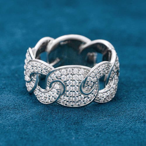 moissanite mariner link ring 14k front