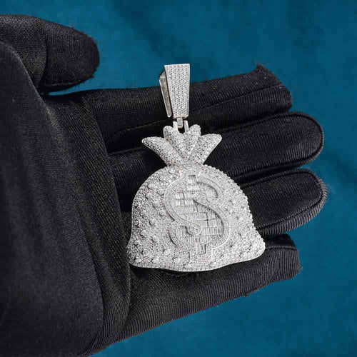 moissanite money bag pendant hollow icecartel on hand