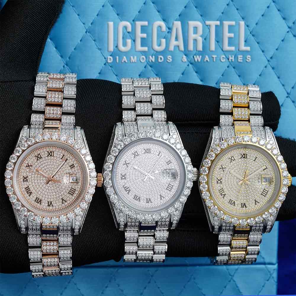 moissanite presidential watch rose gold 3