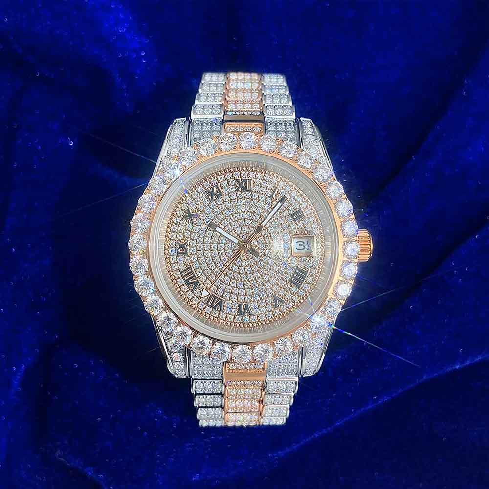 moissanite presidential watch rose gold 5