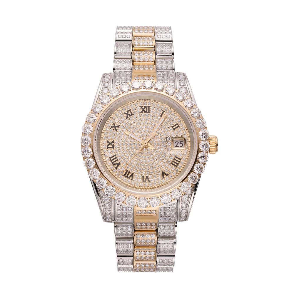 moissanite presidential watch two tone roman dial 1