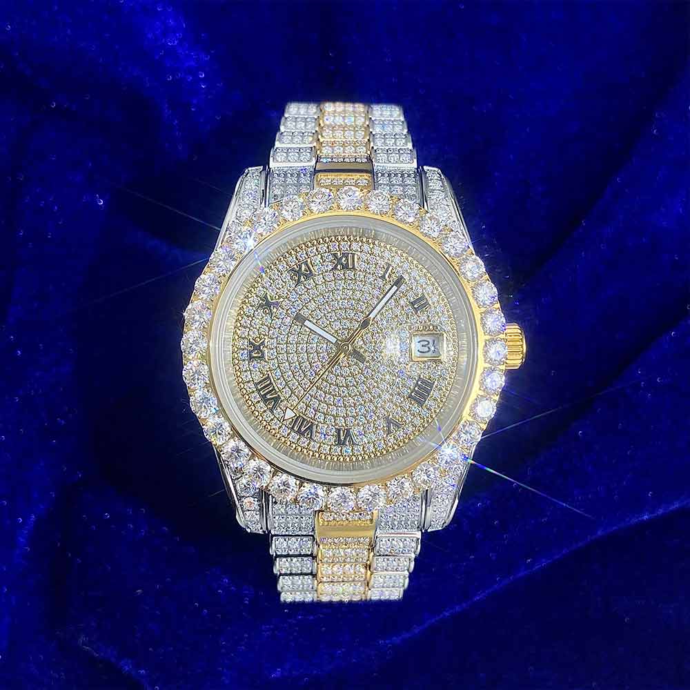 moissanite presidential watch two tone roman dial 4
