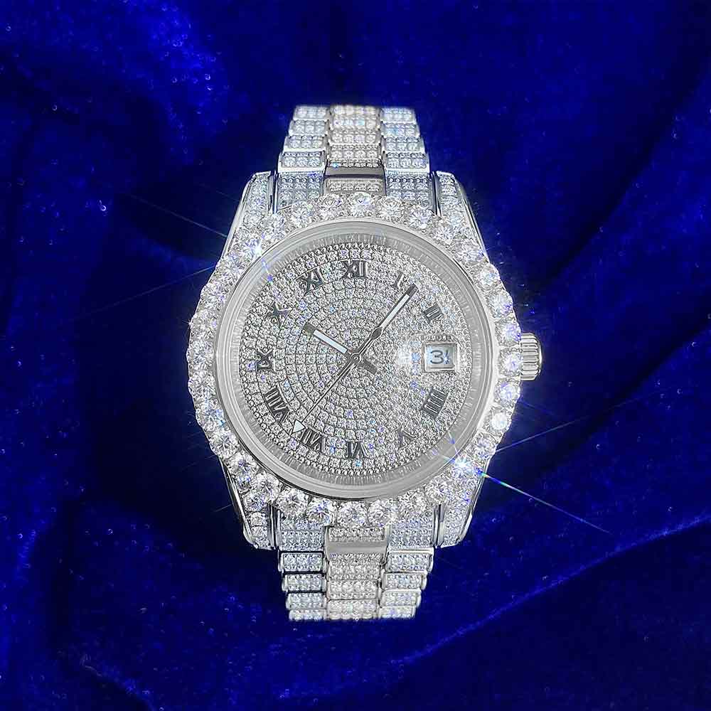 moissanite presidential watch white gold