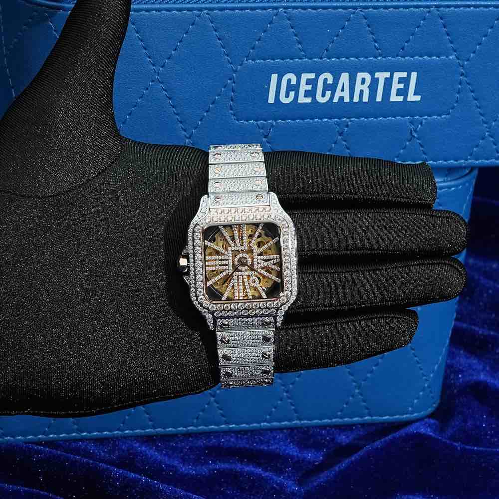 moissanite skeleton watch hand