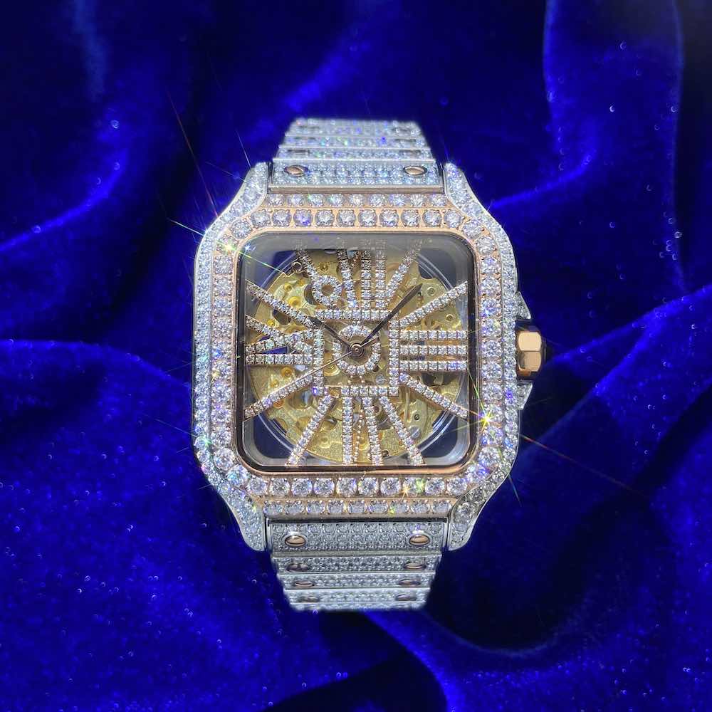 moissanite skeleton watch