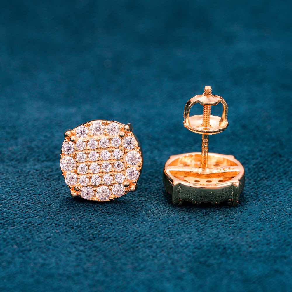 Moissanite Studs Earrings 14k 2 layer yellow gold back