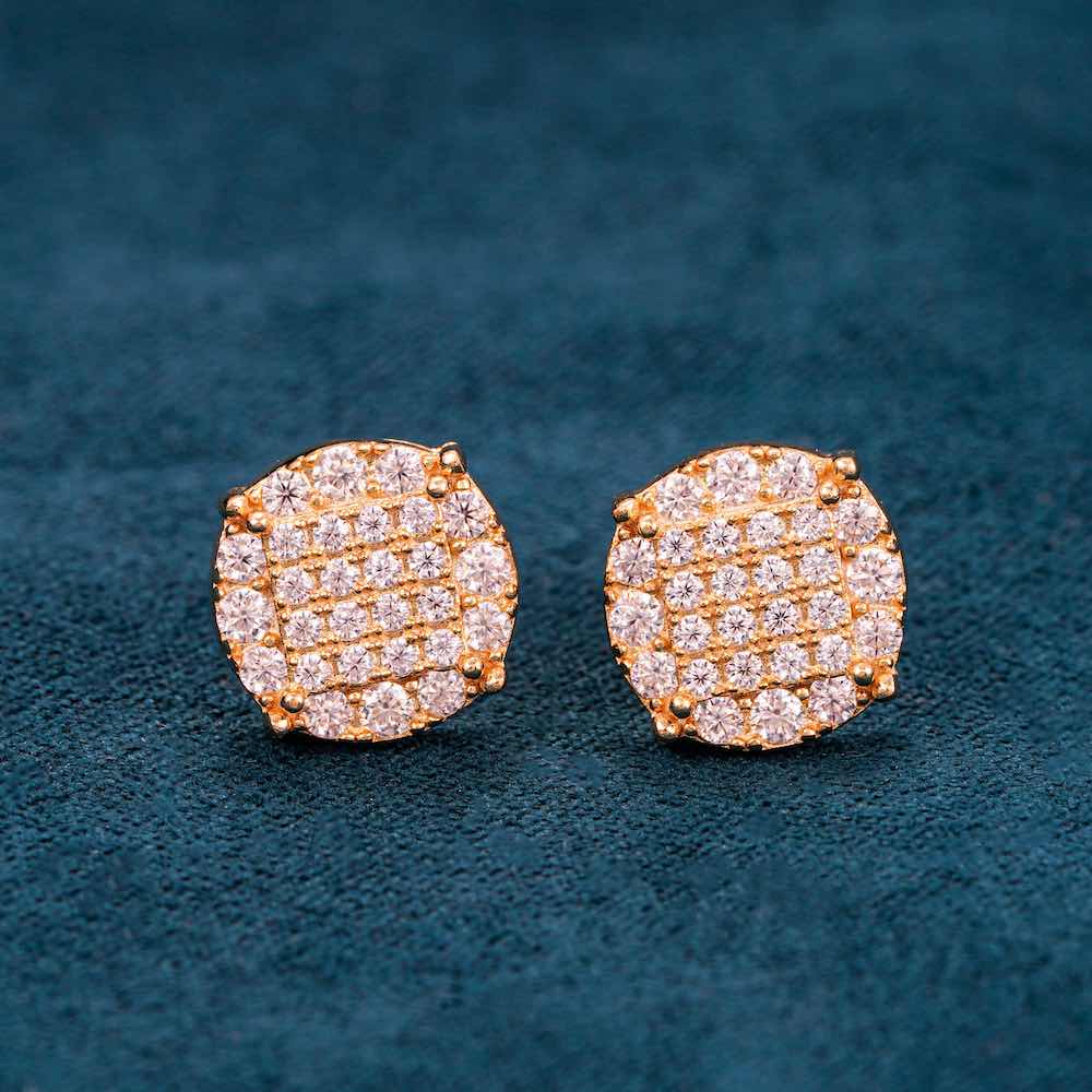 Moissanite Studs Earrings 14k 2 layer yellow gold
