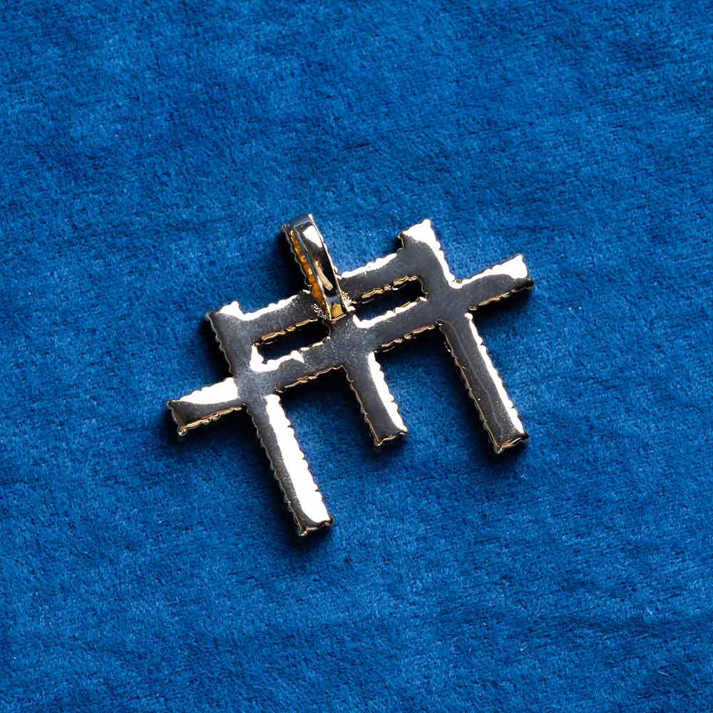 moissanite triple cross pendant back