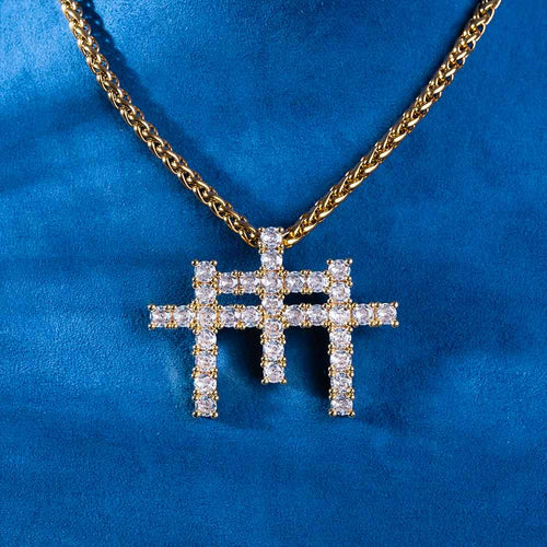 moissanite triple cross pendant diamond