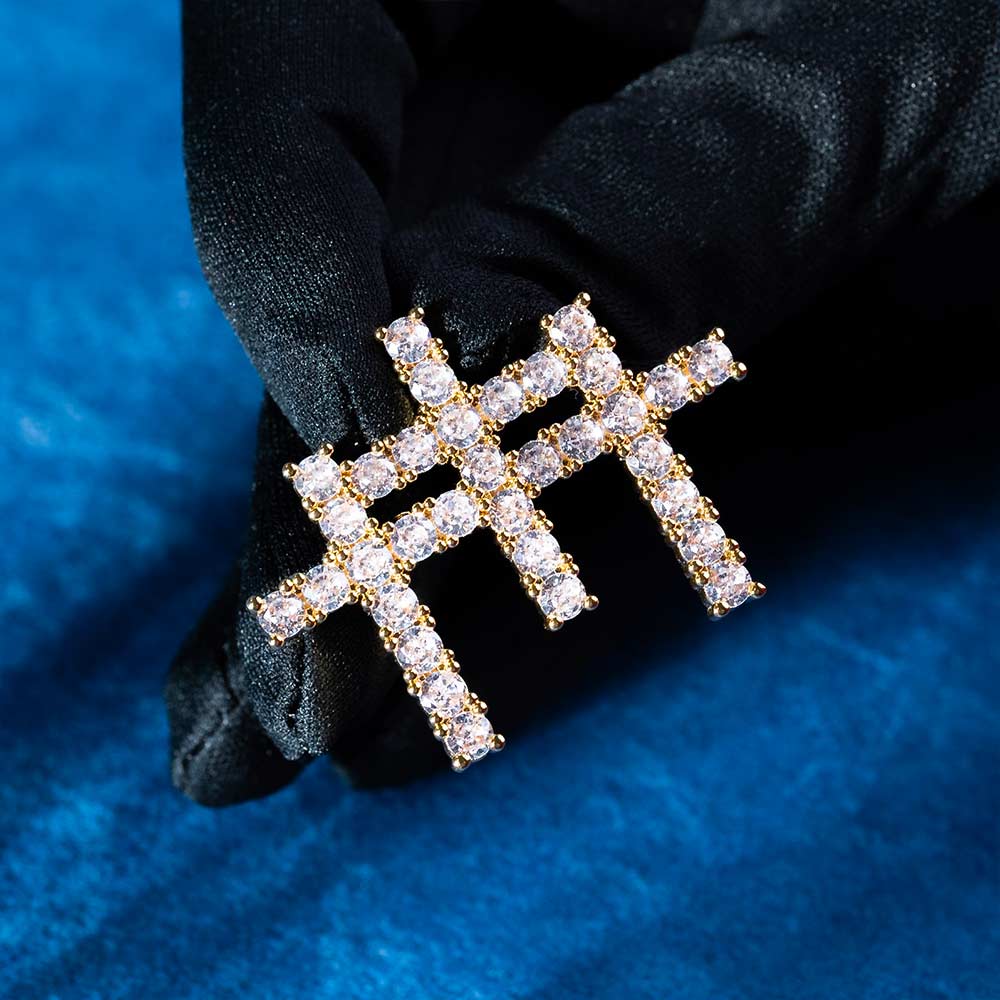 moissanite triple cross pendant hand