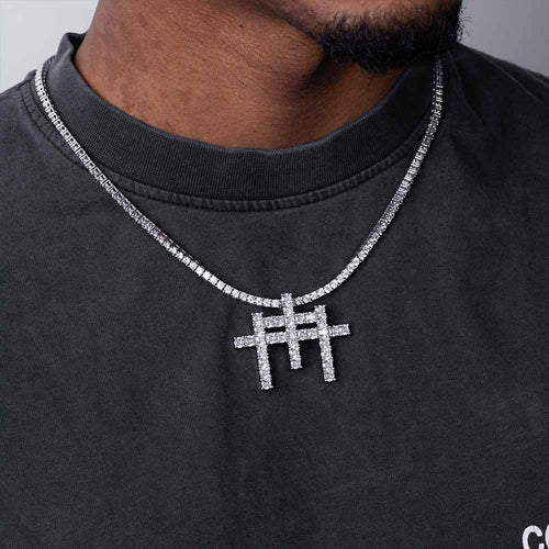 moissanite triple cross pendant model