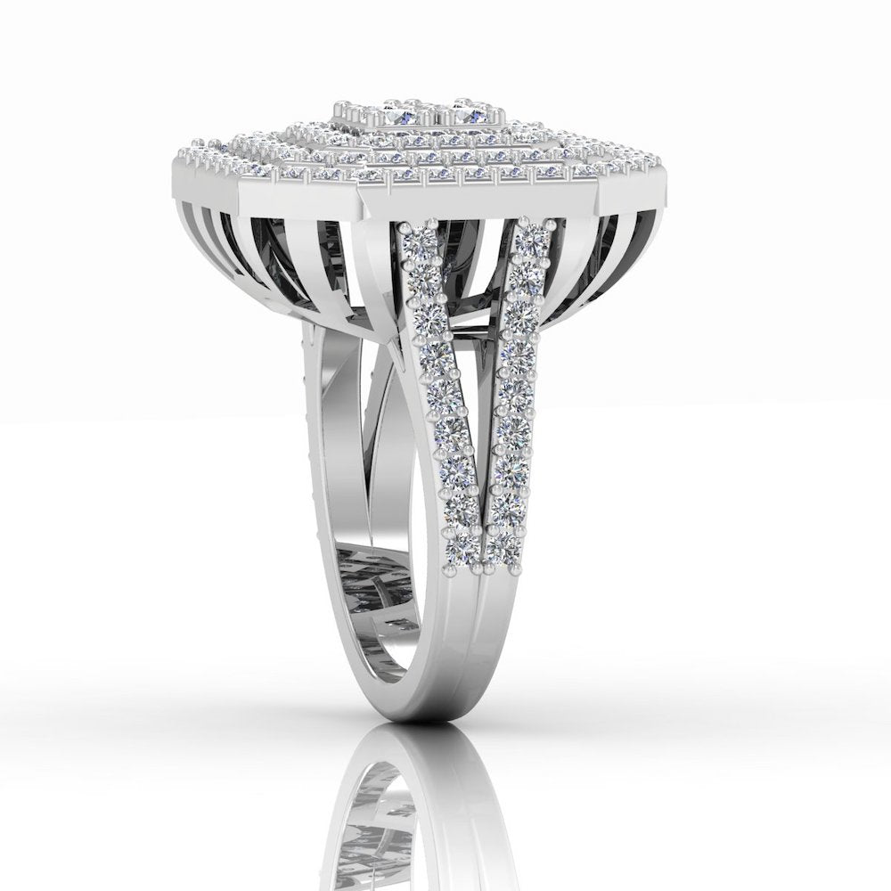 Octagon 4-Row Moissanite Engagement Ring side 3