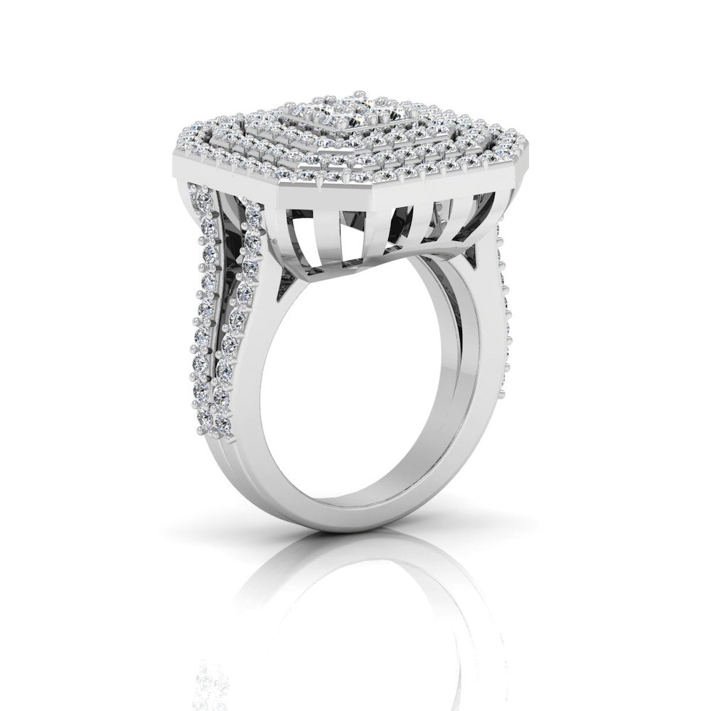 Octagon 4-Row Moissanite Engagement Ring side