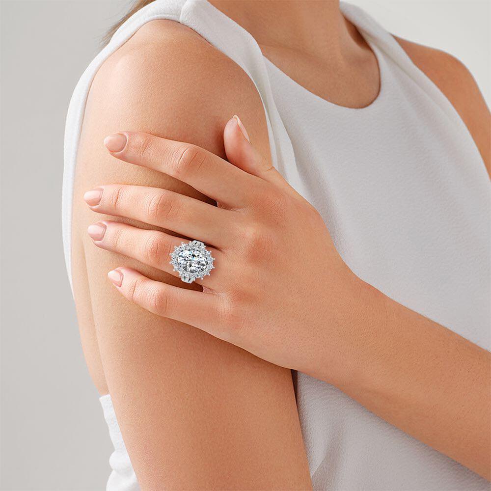 Oval Halo Moissanite Engagement Ring model