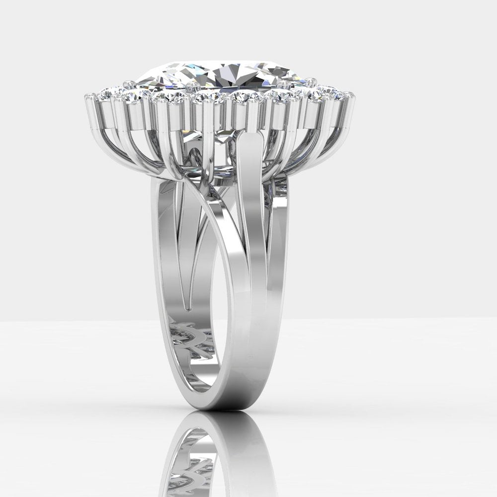 Oval Halo Moissanite Engagement Ring side 2
