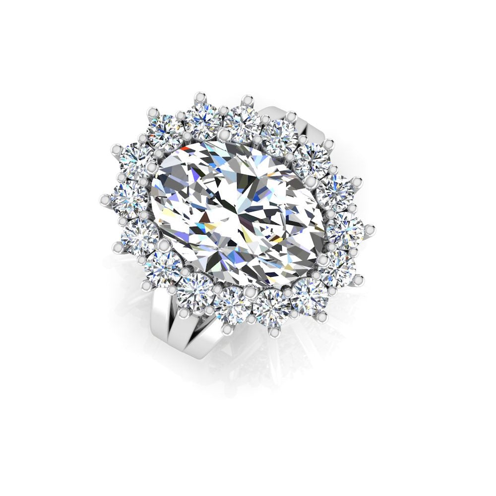 Oval Halo Moissanite Engagement Ring top