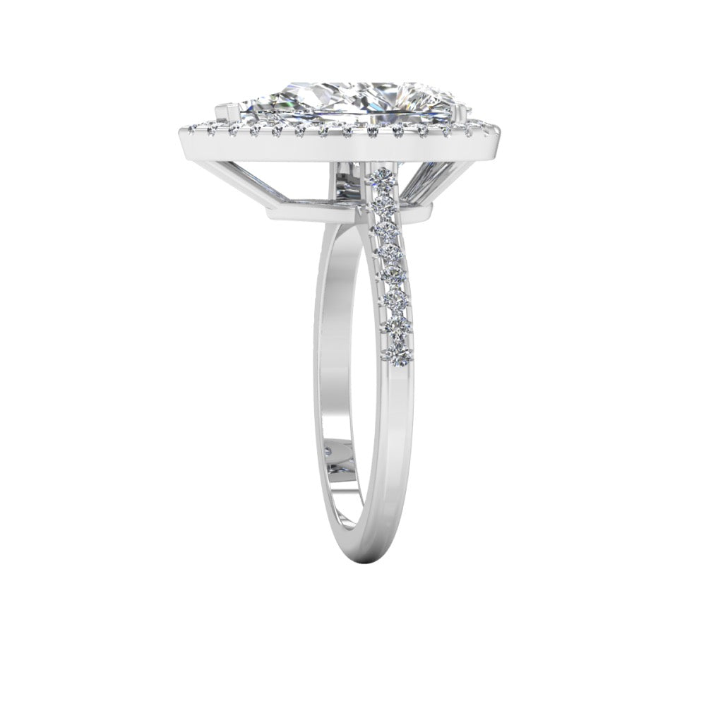 Pear Cut Moissanite Petite Halo Engagement Ring side 2