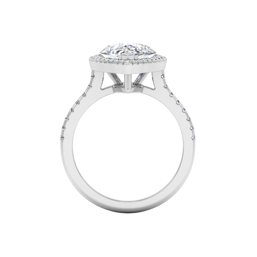 Pear Cut Moissanite Petite Halo Engagement Ring side