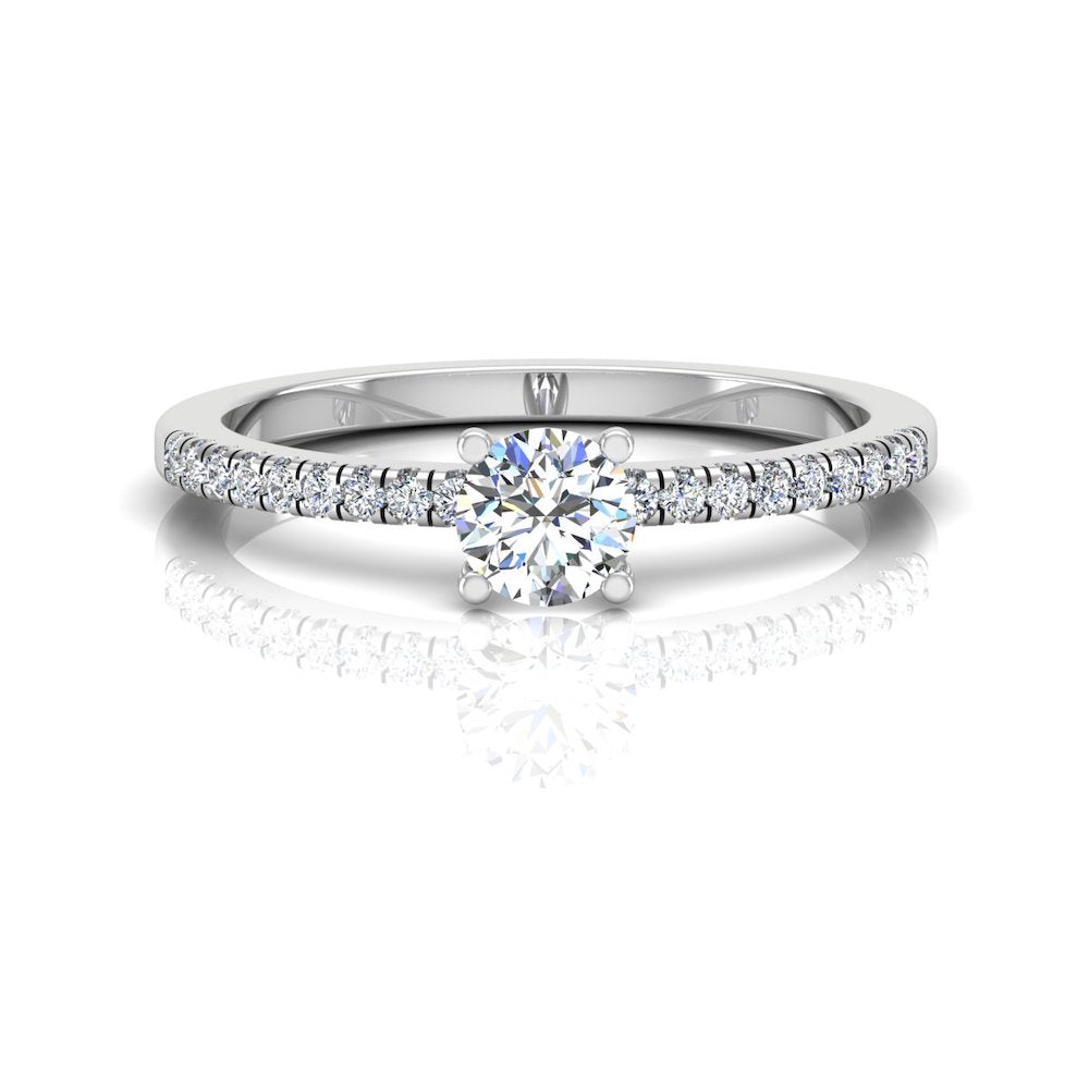Petite Brilliant Cut Moissanite Engagement Ring front