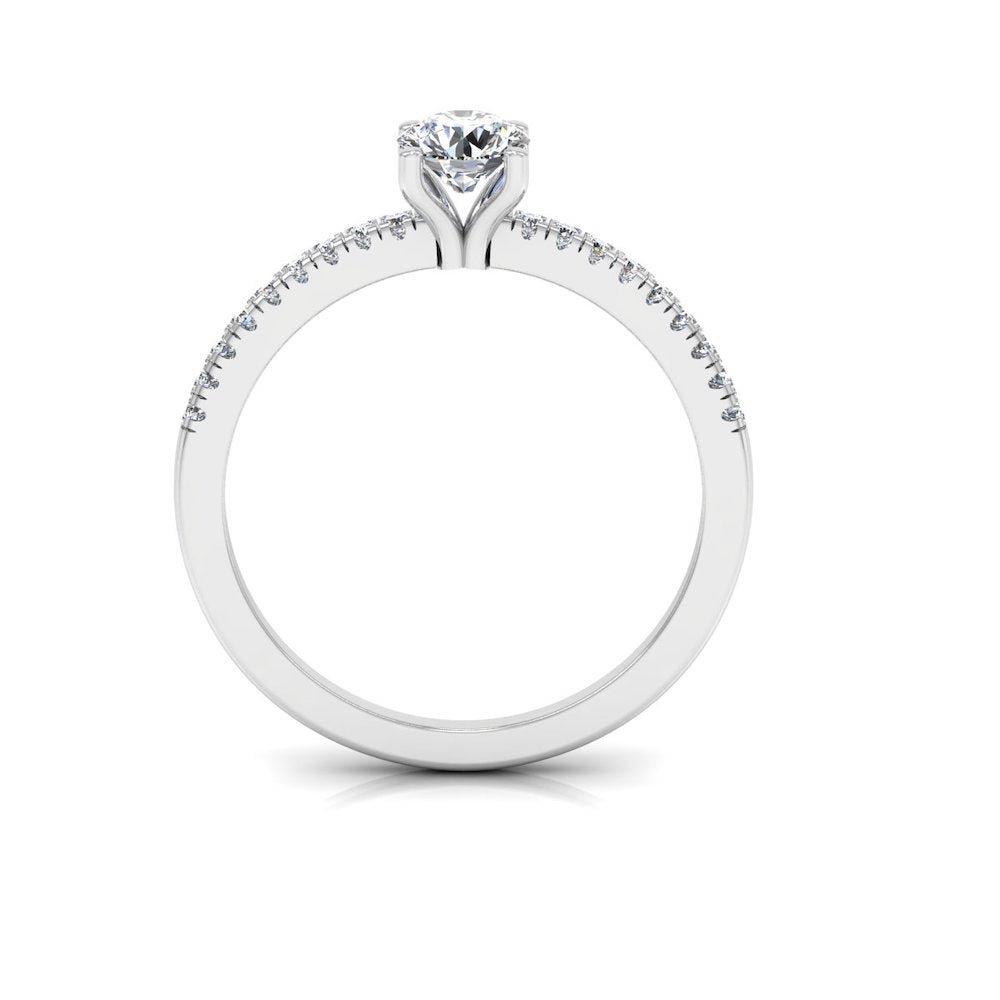 Petite Brilliant Cut Moissanite Engagement Ring full