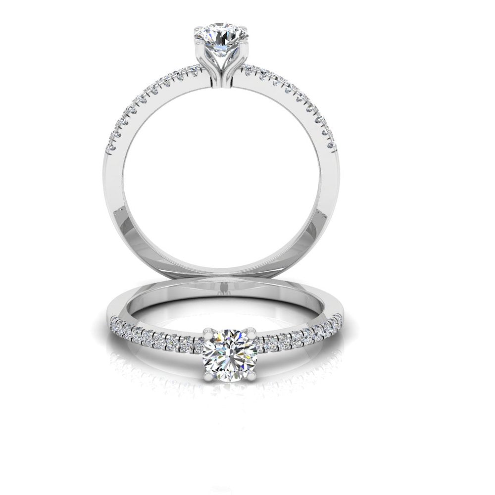 Petite Brilliant Cut Moissanite Engagement Ring set