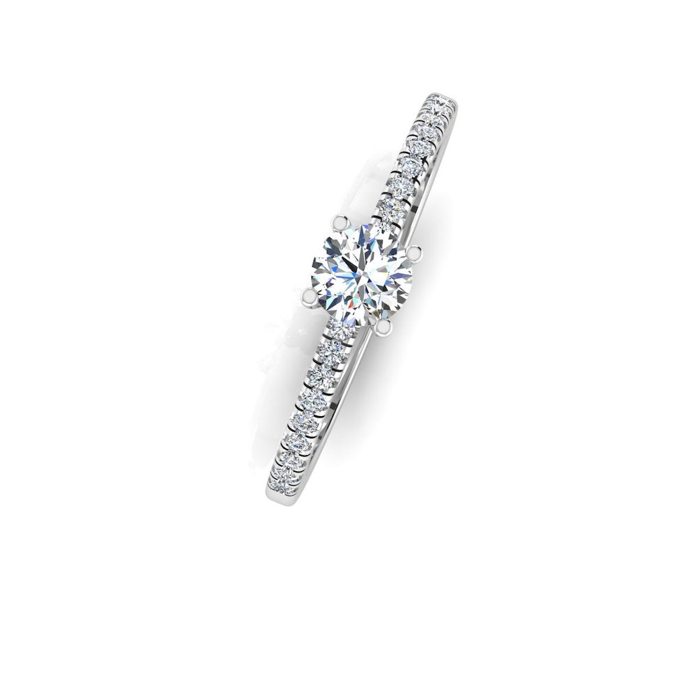 Petite Brilliant Cut Moissanite Engagement Ring top