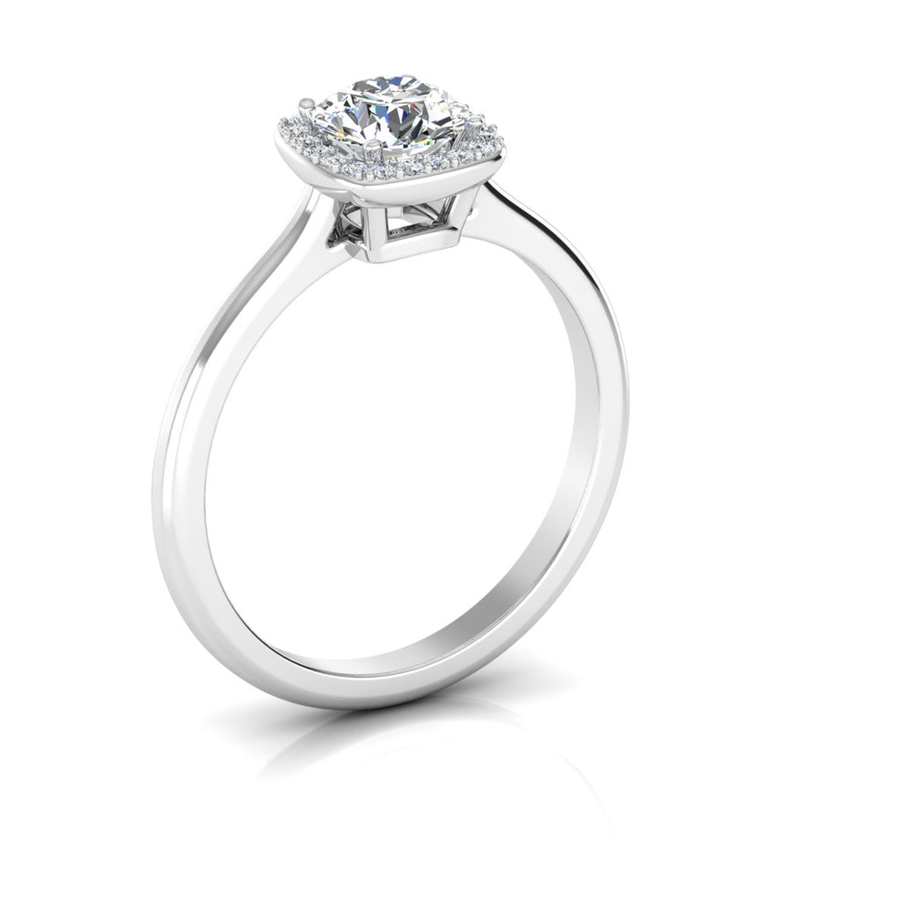 Petite Halo Brilliant Cut Moissanite Engagement Ring side 2